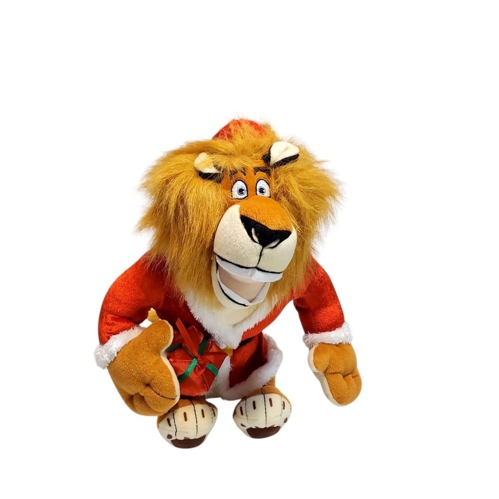 Dream Works Merry Madagascar 15" Christmas Santa Alex Lion Plush 2009
